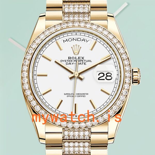 Rolex Day-Date 36mm Mens m128348rbr-0048 Diamond Bezel: Genuine vs. Replica Analysis