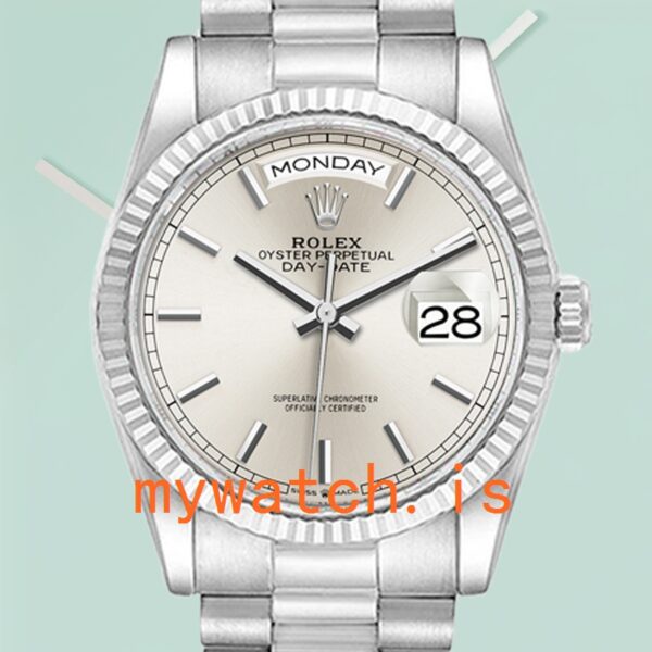 Rolex Day-Date Men's 36mm M128239-0005 Silver-tone President Bracelet: Genuine vs. Replica